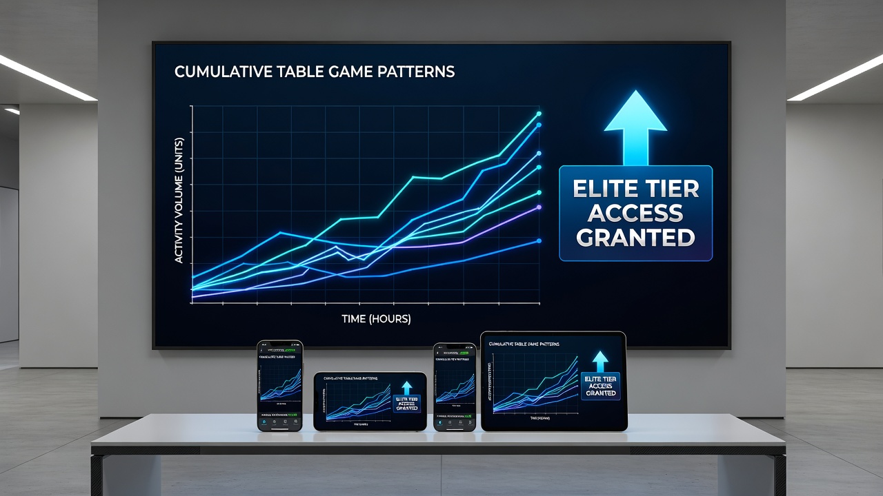 Network diagram illustrating borderless data synchronization between mobile devices and centralized loyalty servers for table game players