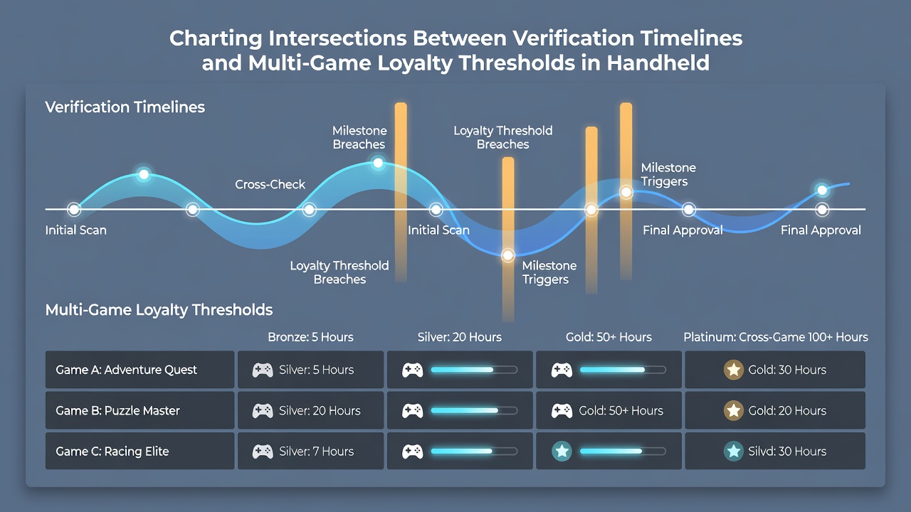 Dashboard view showing loyalty progression bars intersecting with verification status indicators on a tablet screen
