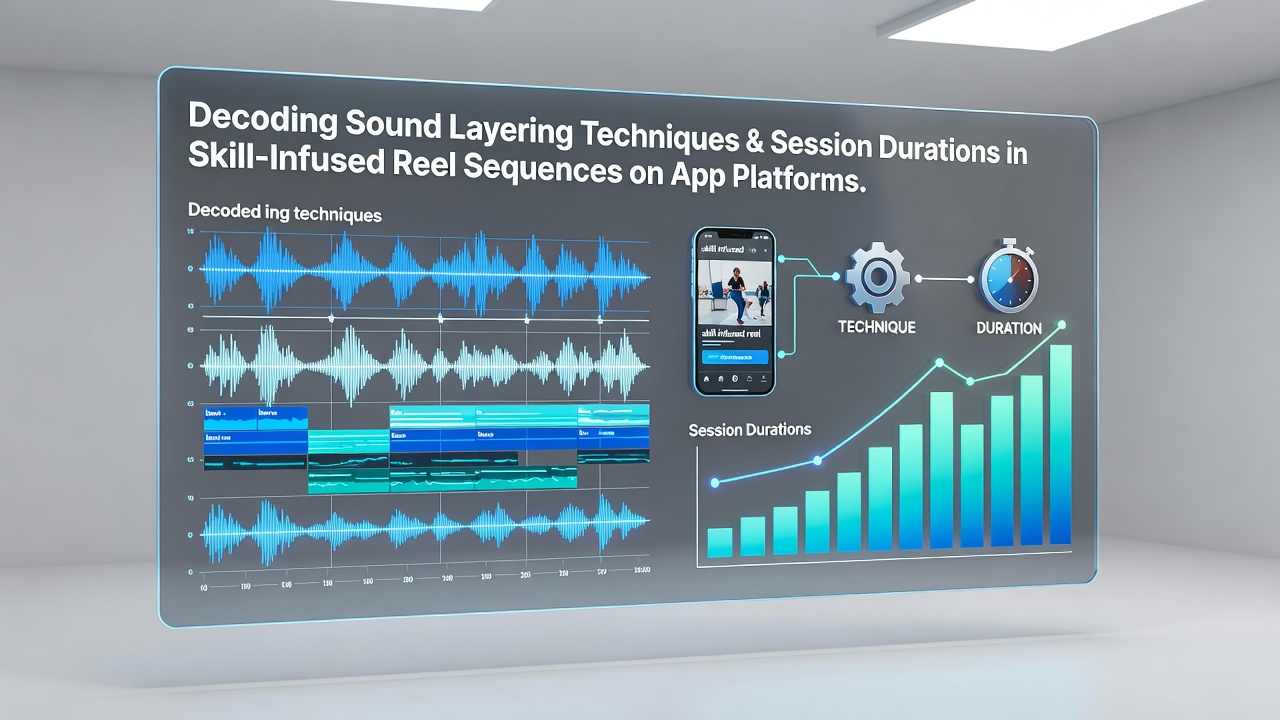 Visual breakdown of layered audio tracks including reel spins, ambient tones, and skill-triggered chimes in a mobile gaming interface