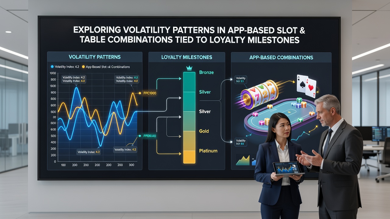 Graph illustrating volatility trends in slot and table combinations correlated with loyalty milestone achievements over time