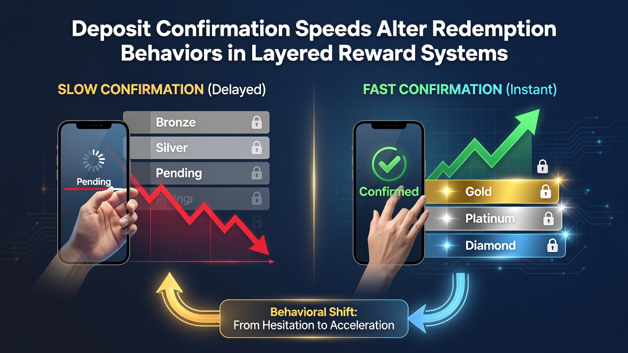 Mobile casino app interface showing deposit confirmation and reward tier progression
