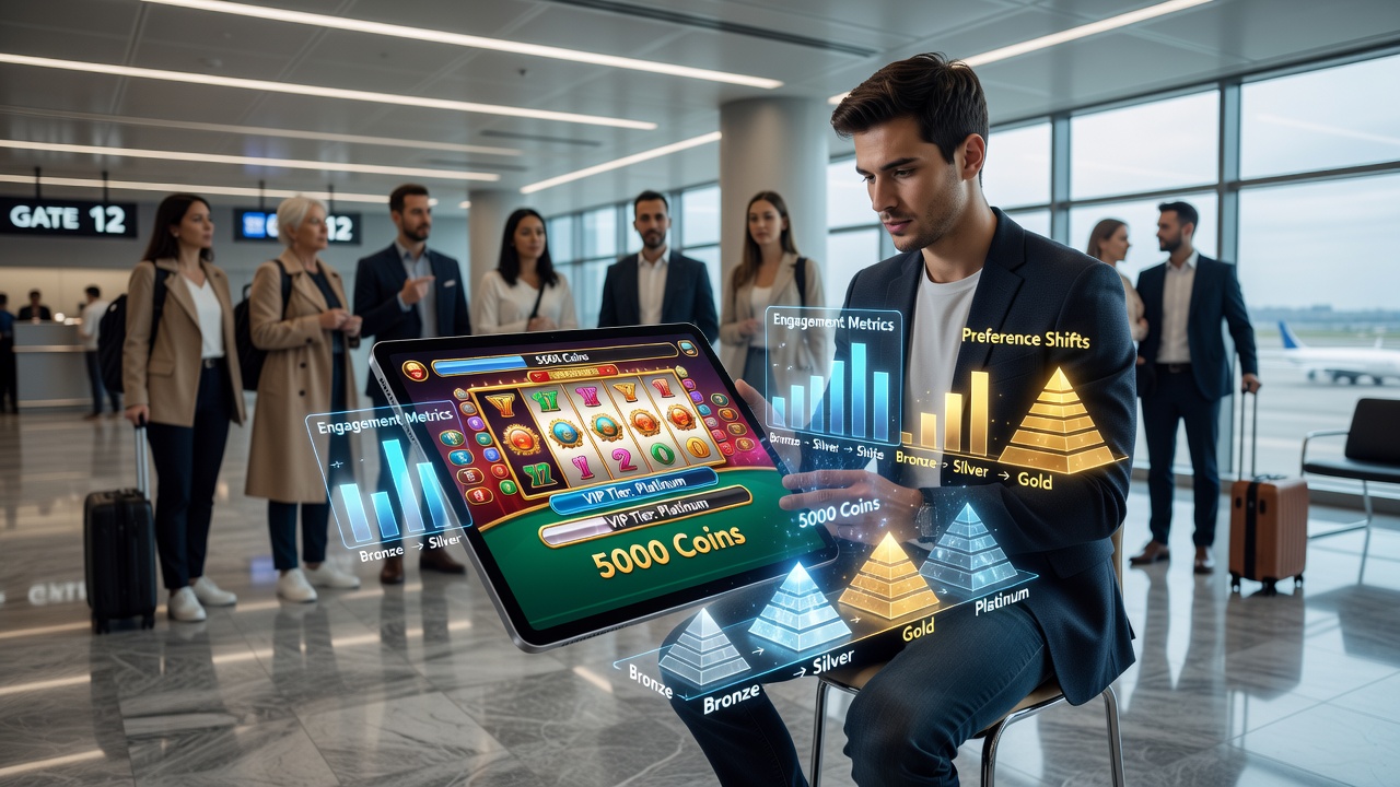Mobile casino app interface displaying tiered loyalty rewards and slot game options