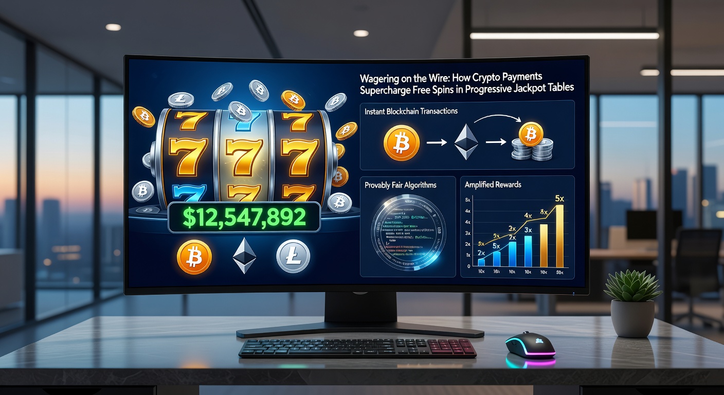 Close-up of a mobile screen showing a progressive jackpot table with free spins activated via crypto wallet integration, jackpot meter climbing rapidly